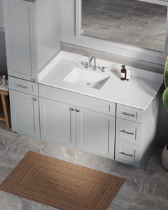 Disar 63'' Single Bathroom Vanity With Left Linen Tall Cabinet Dovetail Solid Wood Drawer Carrara Quartz Top