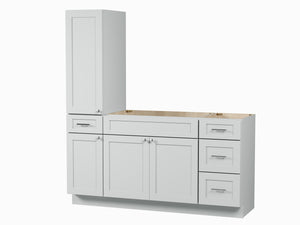 Disar 66'' Single Bathroom Vanity With Left Tall Linen Cabinet Dovetail Solid Wood Drawer Base Only