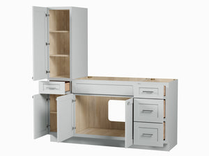 Disar 66'' Single Bathroom Vanity With Left Tall Linen Cabinet Dovetail Solid Wood Drawer Base Only