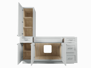 Disar 66'' Single Bathroom Vanity With Left Tall Linen Cabinet Dovetail Solid Wood Drawer Base Only