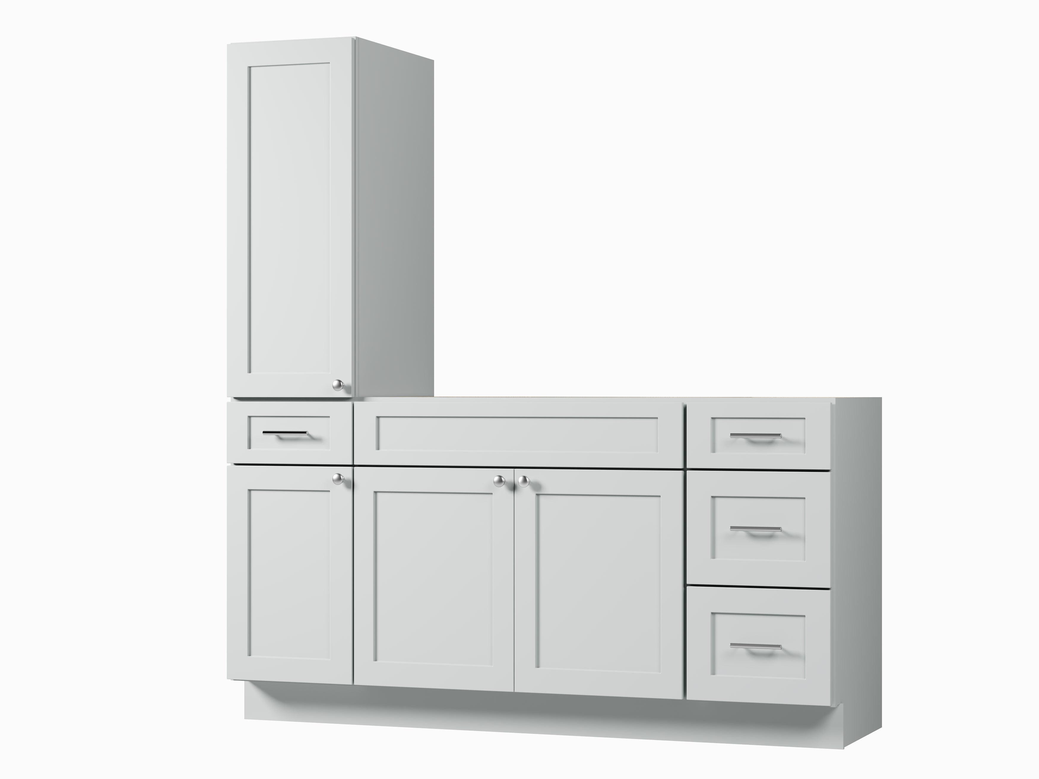 Disar 66'' Single Bathroom Vanity With Left Tall Linen Cabinet Dovetail Solid Wood Drawer Base Only
