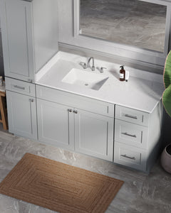 Disar 66' Single Bathroom Vanity With Left Linen Tall Cabinet Dovetail Solid Wood Drawer Carrara Quartz Top