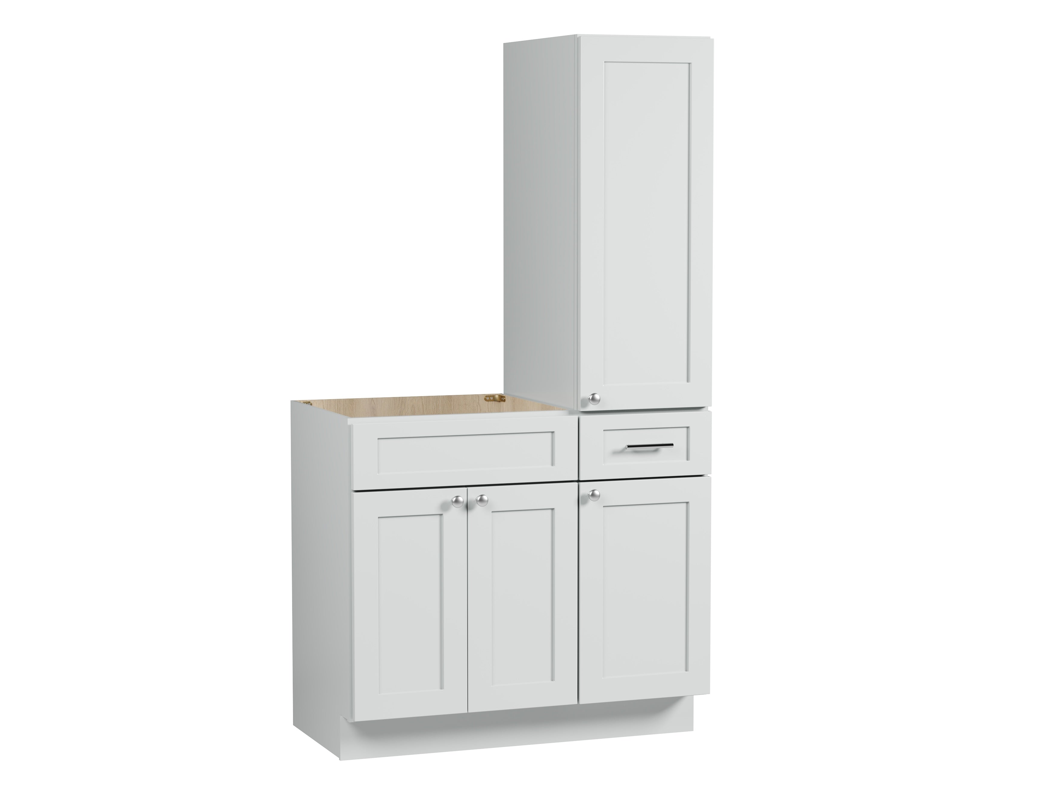 Disar 39'' Single Bathroom Vanity With Right Tall Linen Cabinet Dovetail Solid Wood Drawer Base Only