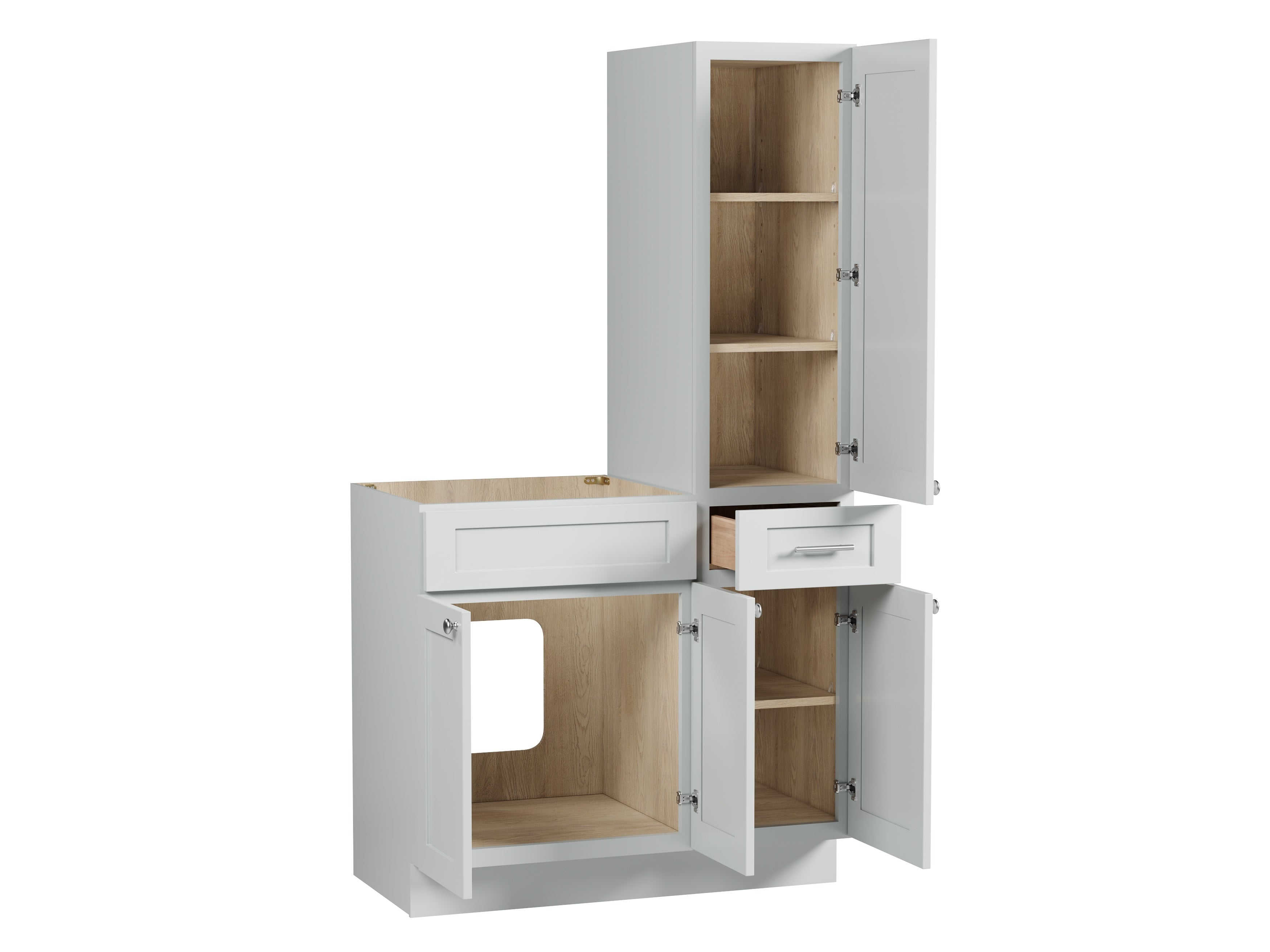 Disar 39'' Single Bathroom Vanity With Right Tall Linen Cabinet Dovetail Solid Wood Drawer Base Only