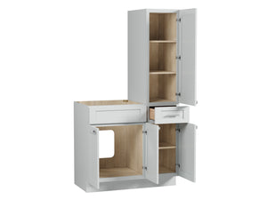 Disar 39'' Single Bathroom Vanity With Right Tall Linen Cabinet Dovetail Solid Wood Drawer Base Only