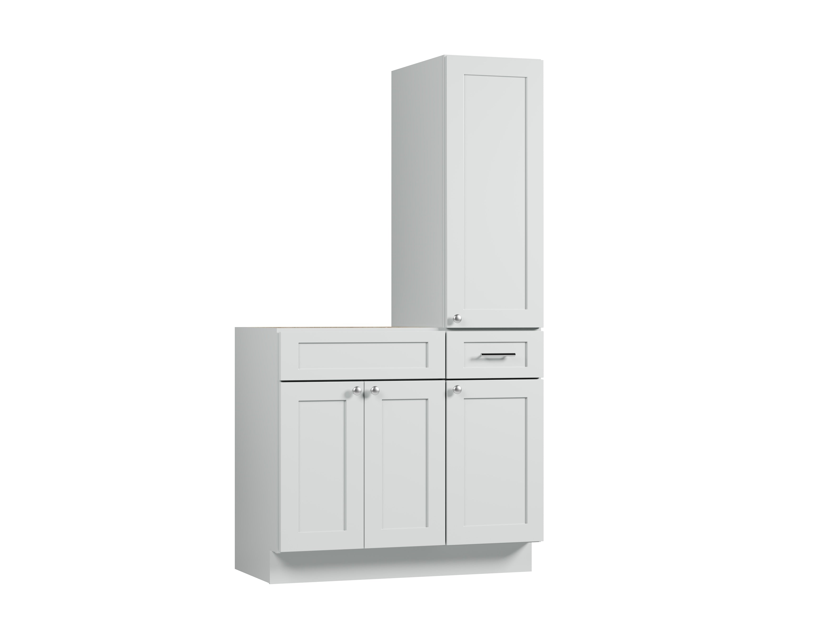Disar 39'' Single Bathroom Vanity With Right Tall Linen Cabinet Dovetail Solid Wood Drawer Base Only