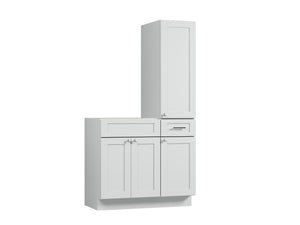 Disar 39'' Single Bathroom Vanity With Right Tall Linen Cabinet Dovetail Solid Wood Drawer Base Only