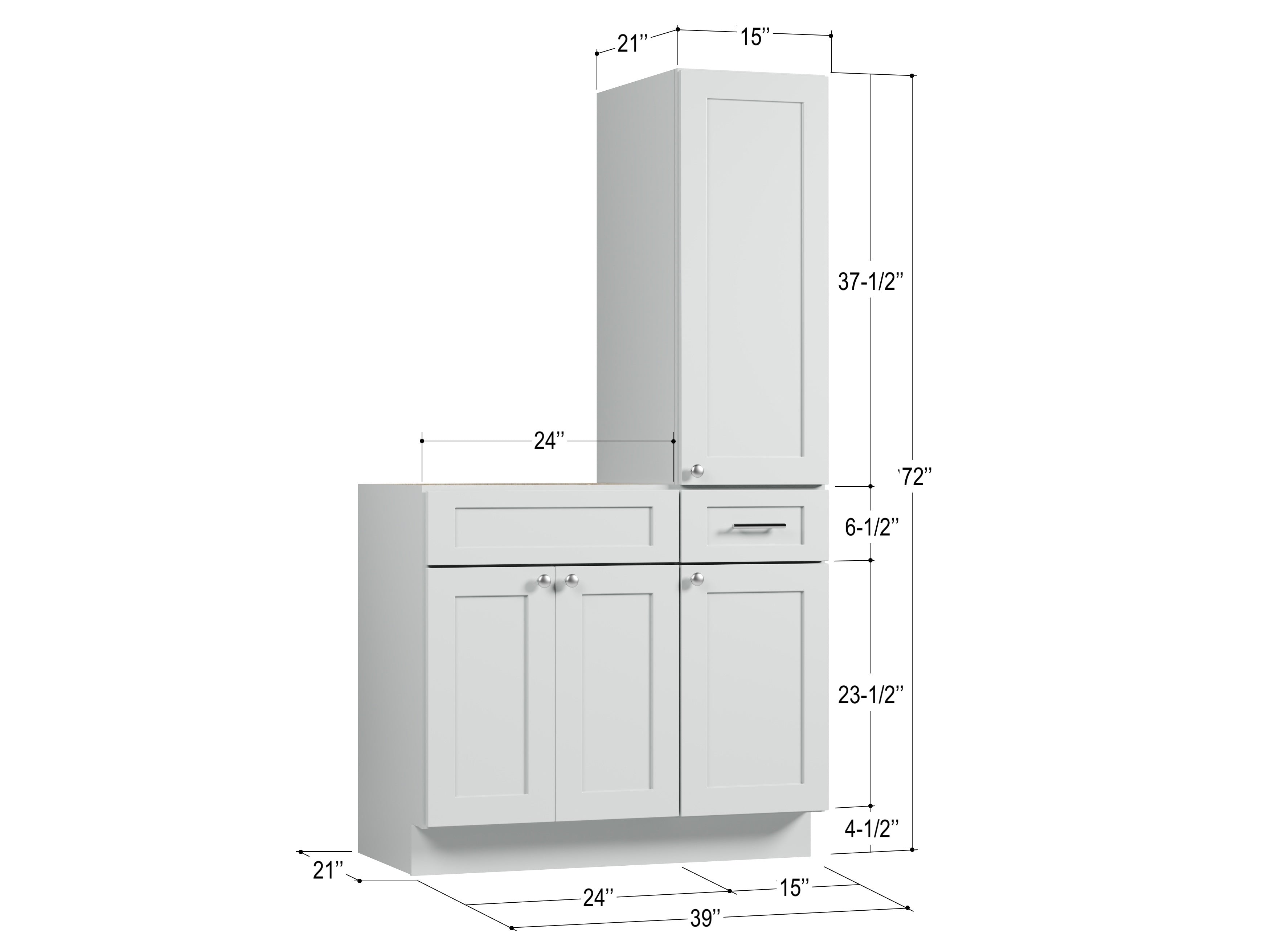 Disar 39'' Single Bathroom Vanity With Right Tall Linen Cabinet Dovetail Solid Wood Drawer Base Only