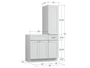 Disar 39'' Single Bathroom Vanity With Right Tall Linen Cabinet Dovetail Solid Wood Drawer Base Only
