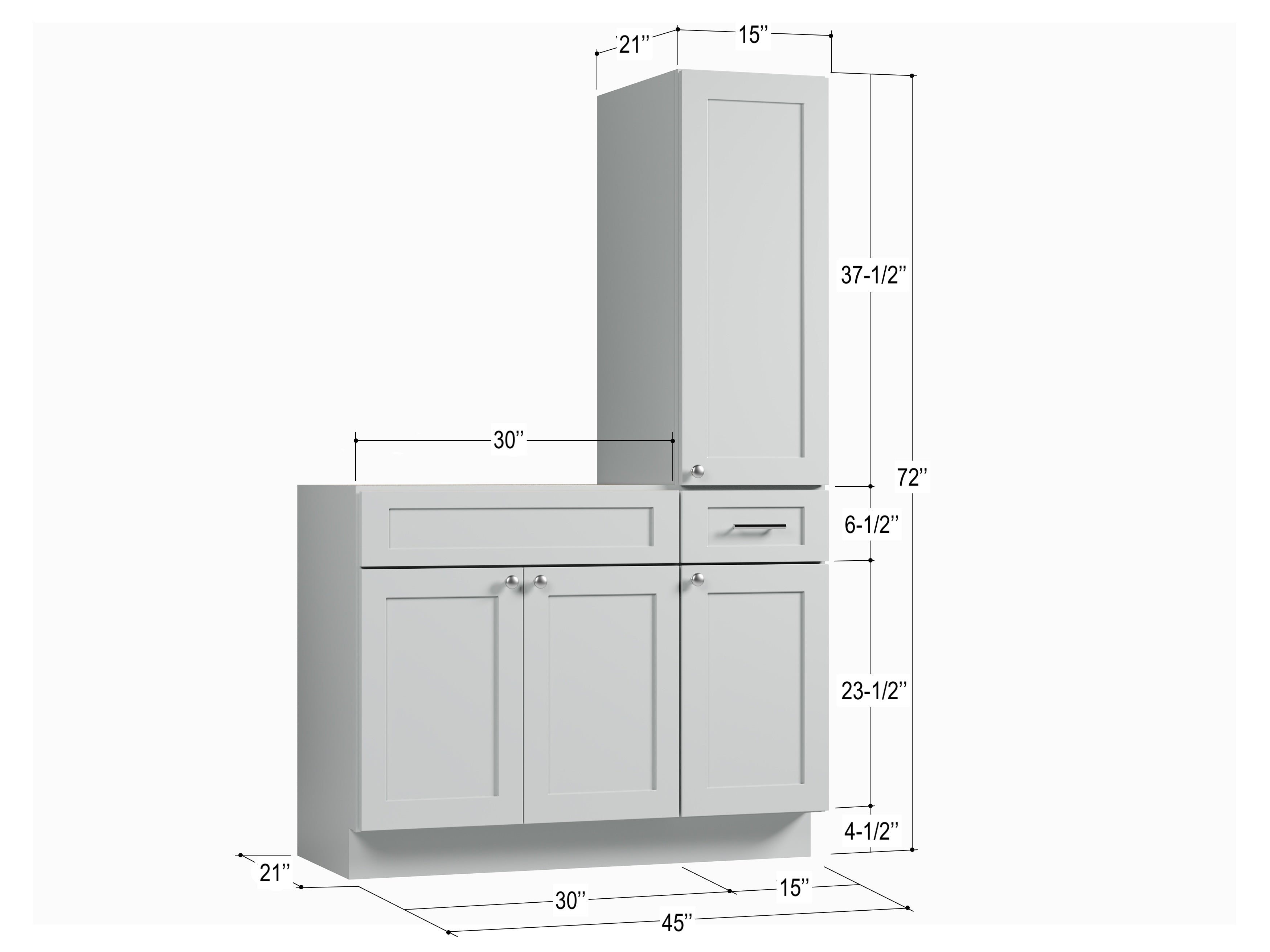 Disar 45'' Single Bathroom Vanity With Right Tall Linen Cabinet Dovetail Solid Wood Drawer Base Only