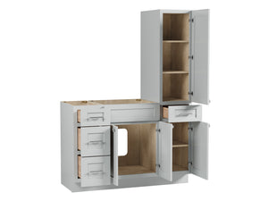 Disar 51'' Single Bathroom Vanity With Right Tall Linen Cabinet Dovetail Solid Wood Drawer Base Only