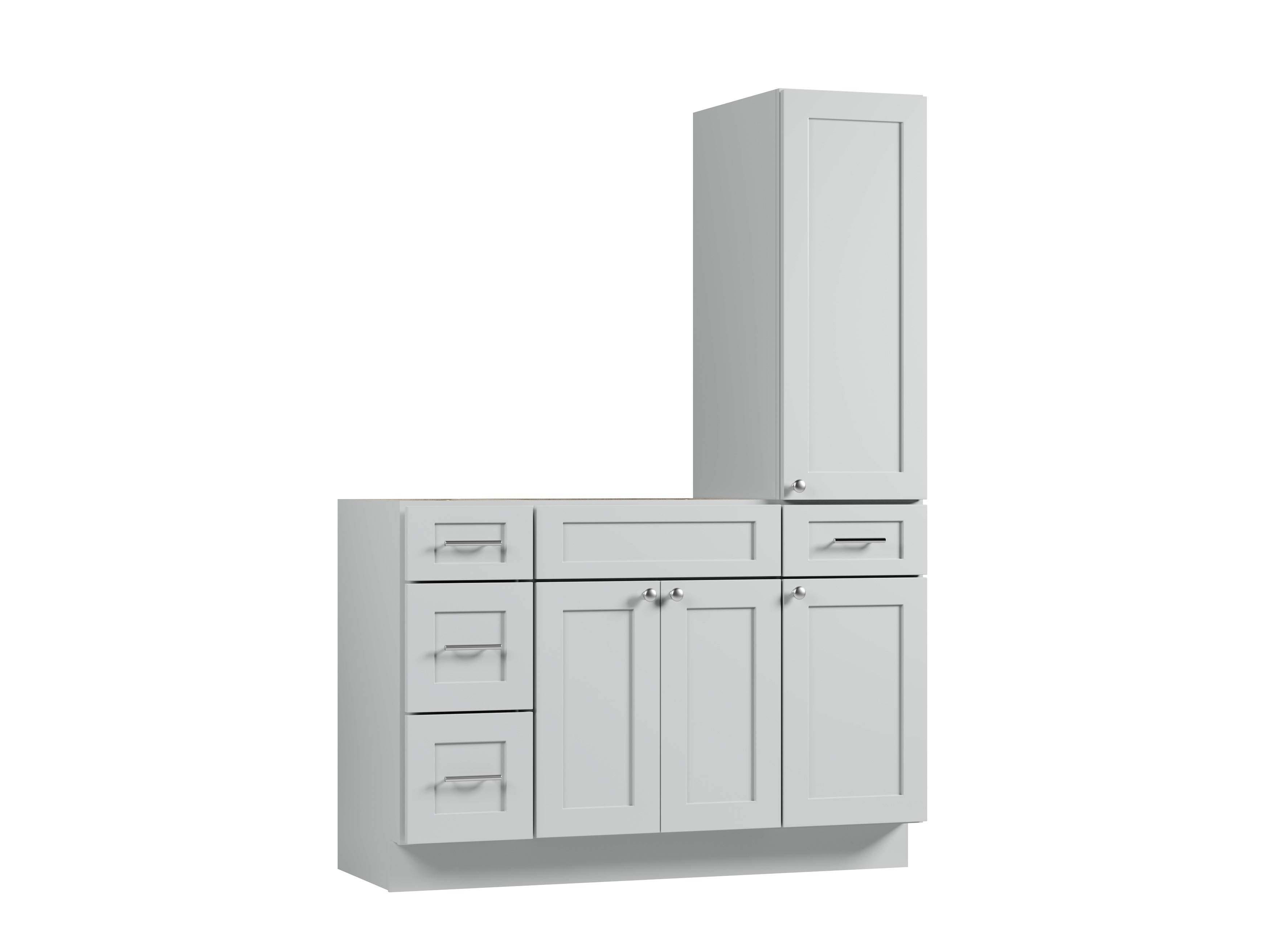 Disar 51'' Single Bathroom Vanity With Right Tall Linen Cabinet Dovetail Solid Wood Drawer Base Only