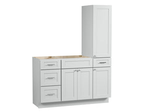 Disar 54'' Single Bathroom Vanity With Right Tall Linen Cabinet Dovetail Solid Wood Drawer Base Only