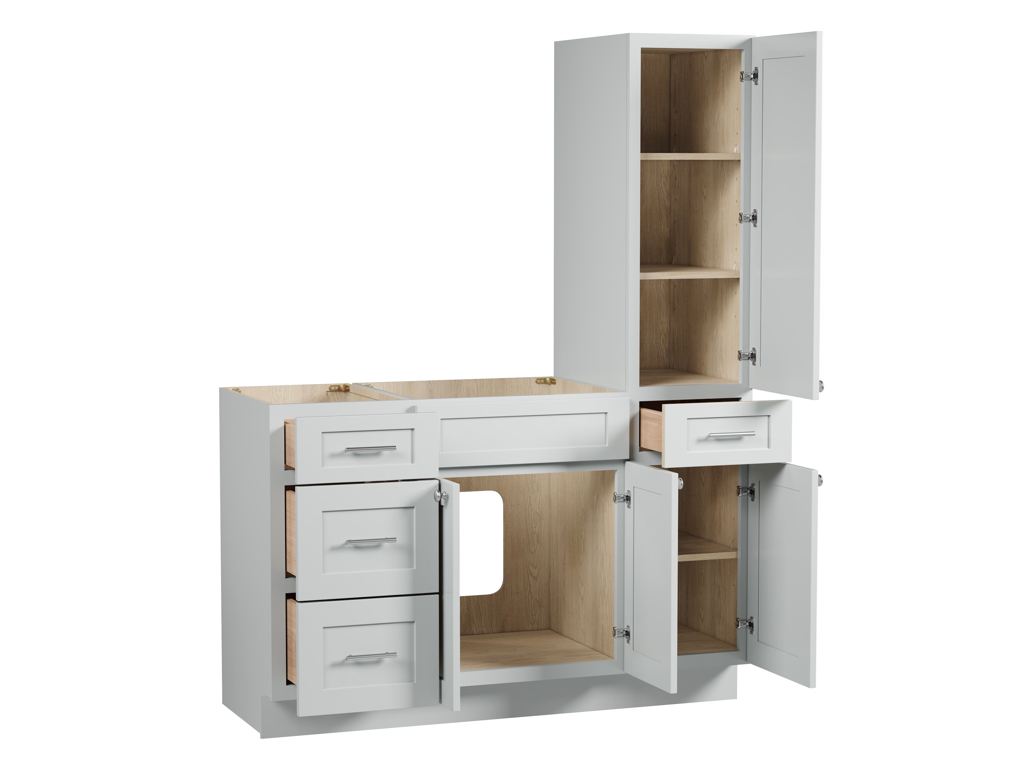 Disar 54'' Single Bathroom Vanity With Right Tall Linen Cabinet Dovetail Solid Wood Drawer Base Only
