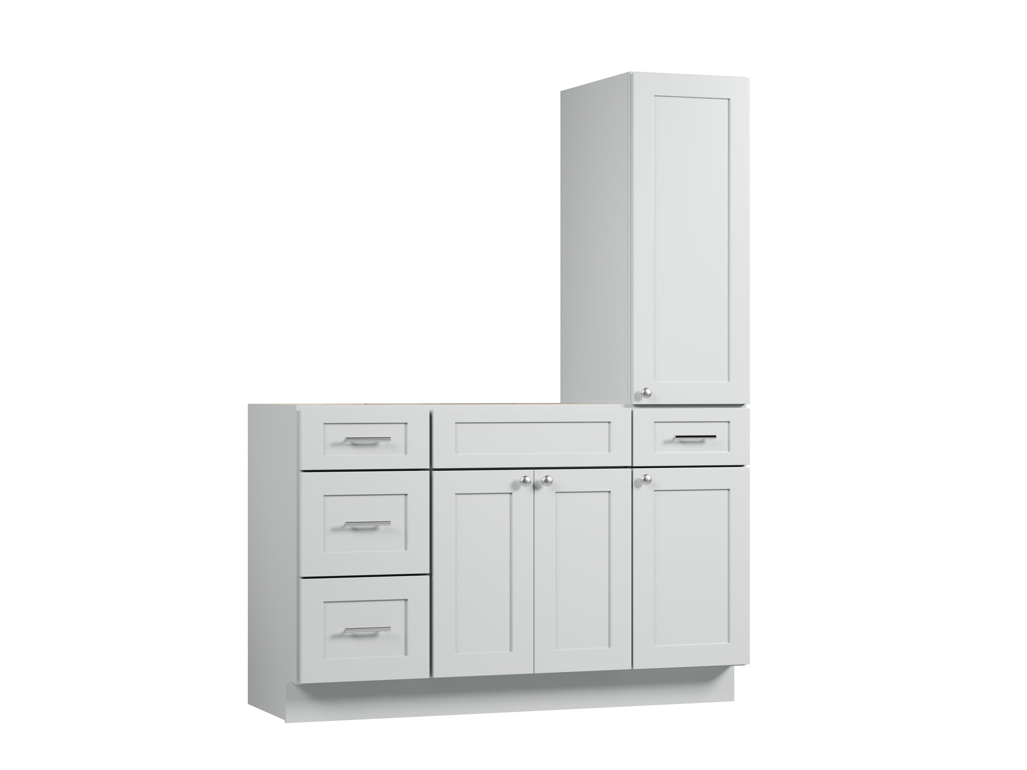 Disar 54'' Single Bathroom Vanity With Right Tall Linen Cabinet Dovetail Solid Wood Drawer Base Only