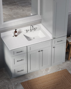Disar 54'' Single Bathroom Vanity With Right Linen Tall Cabinet Dovetail Solid Wood Drawer Carrara Quartz Top