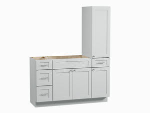 Disar 57'' Single Bathroom Vanity With Right Tall Linen Cabinet Dovetail Solid Wood Drawer Base Only