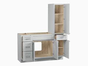 Disar 57'' Single Bathroom Vanity With Right Tall Linen Cabinet Dovetail Solid Wood Drawer Base Only