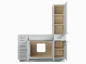 Disar 57'' Single Bathroom Vanity With Right Tall Linen Cabinet Dovetail Solid Wood Drawer Base Only