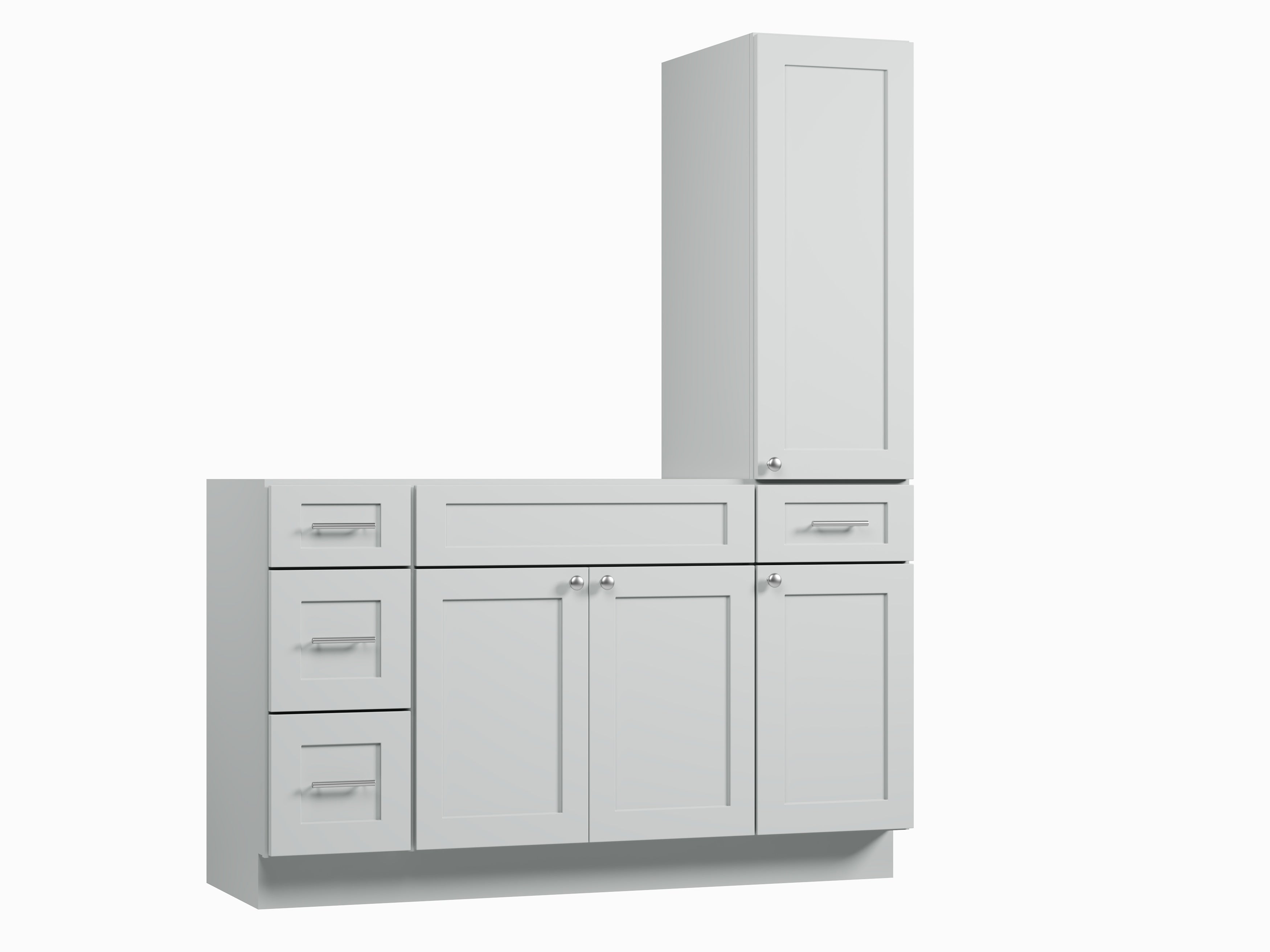 Disar 57'' Single Bathroom Vanity With Right Tall Linen Cabinet Dovetail Solid Wood Drawer Base Only