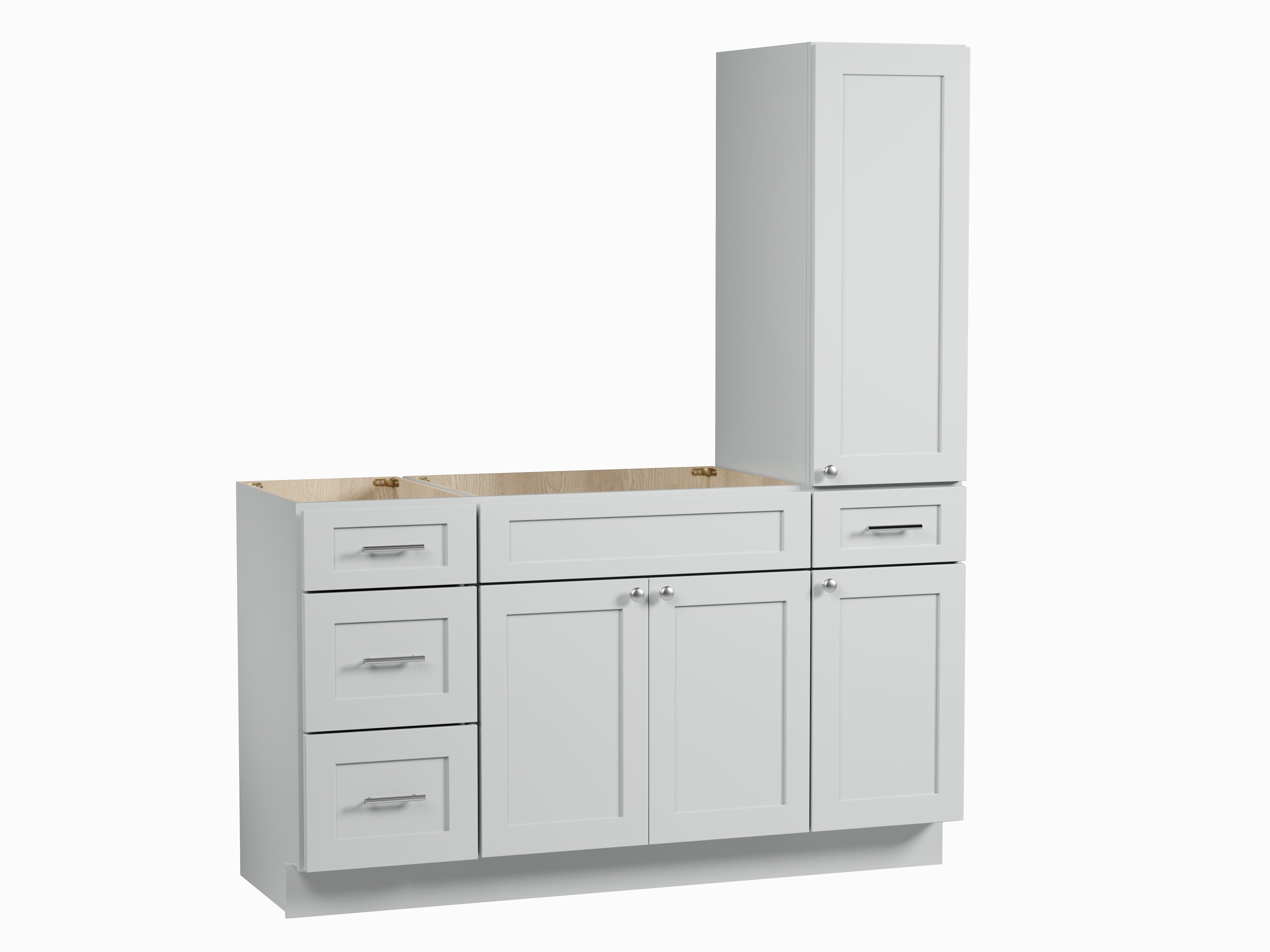 Disar 60'' Single Bathroom Vanity With Right Tall Linen Cabinet Dovetail Solid Wood Drawer Base Only