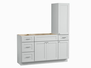 Disar 60'' Single Bathroom Vanity With Right Tall Linen Cabinet Dovetail Solid Wood Drawer Base Only