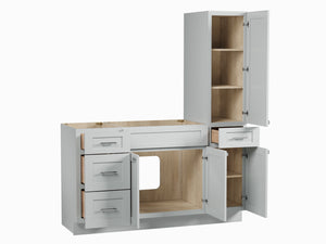Disar 60'' Single Bathroom Vanity With Right Tall Linen Cabinet Dovetail Solid Wood Drawer Base Only