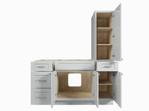 Disar 60'' Single Bathroom Vanity With Right Tall Linen Cabinet Dovetail Solid Wood Drawer Base Only