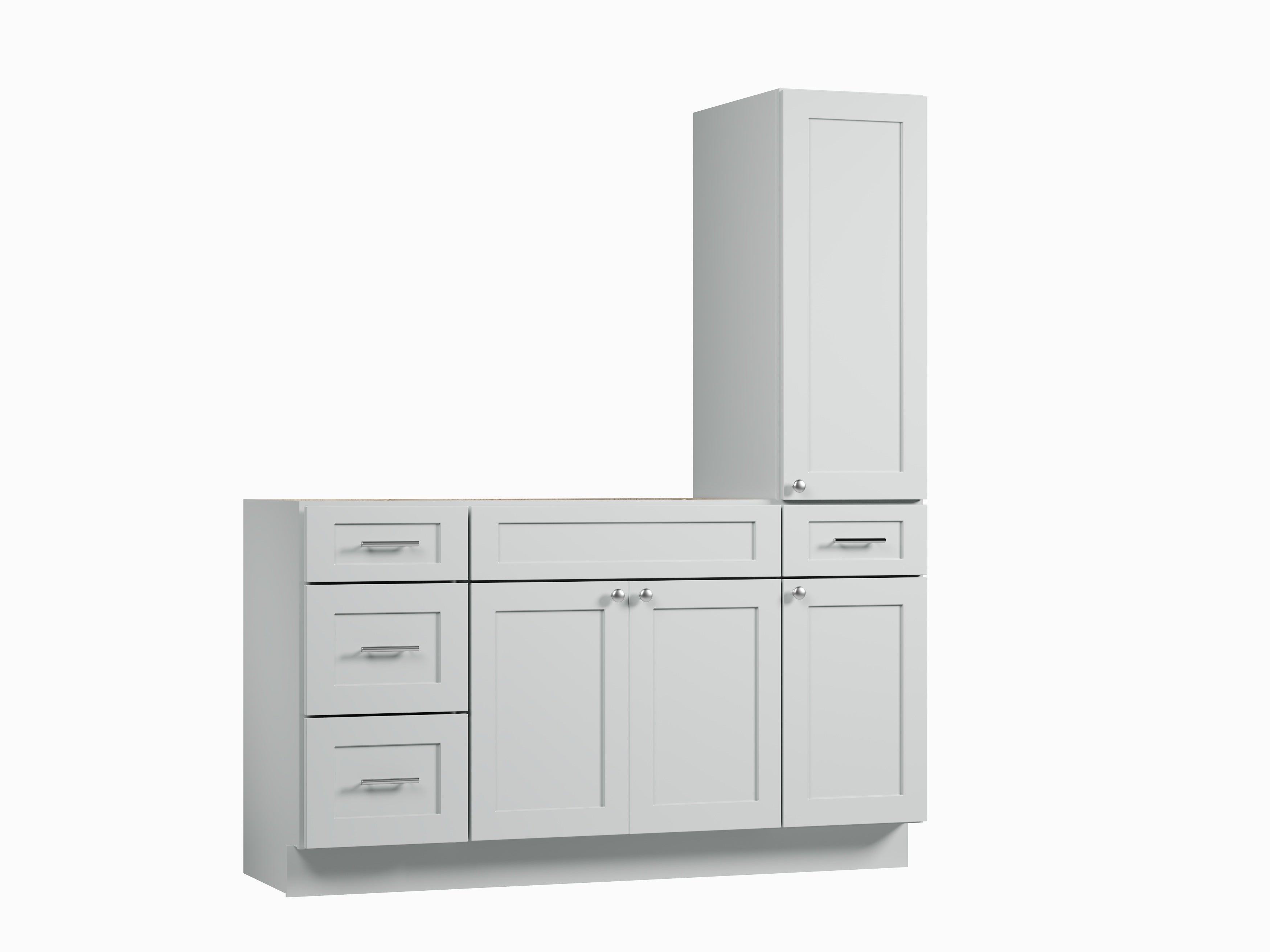 Disar 60'' Single Bathroom Vanity With Right Tall Linen Cabinet Dovetail Solid Wood Drawer Base Only