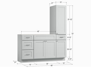 Disar 60'' Single Bathroom Vanity With Right Tall Linen Cabinet Dovetail Solid Wood Drawer Base Only