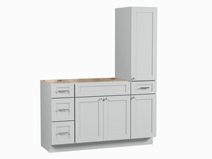 Disar 63'' Single Bathroom Vanity With Right Tall Linen Cabinet Dovetail Solid Wood Drawer Base Only