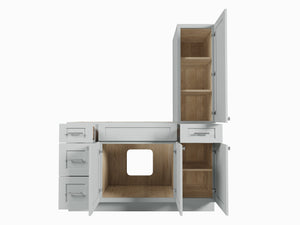 Disar 63'' Single Bathroom Vanity With Right Tall Linen Cabinet Dovetail Solid Wood Drawer Base Only