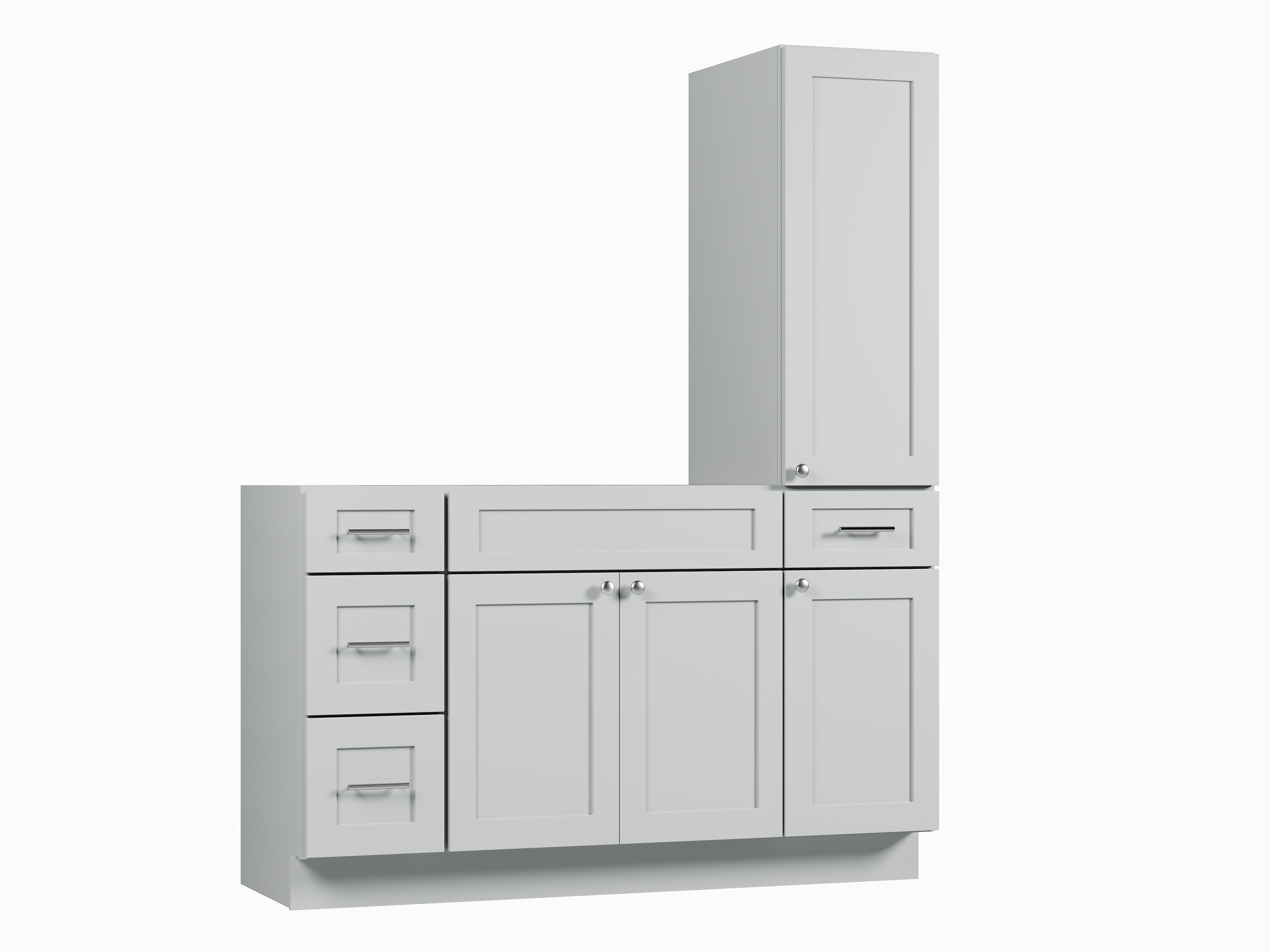 Disar 63'' Single Bathroom Vanity With Right Tall Linen Cabinet Dovetail Solid Wood Drawer Base Only