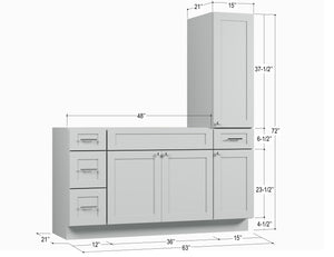 Disar 63'' Single Bathroom Vanity With Right Tall Linen Cabinet Dovetail Solid Wood Drawer Base Only