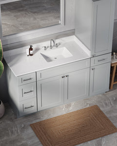 Disar 63'' Single Bathroom Vanity With Right Linen Tall Cabinet Dovetail Solid Wood Drawer Carrara Quartz Top