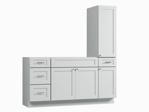 Disar 66'' Single Bathroom Vanity With Right Tall Linen Cabinet Dovetail Solid Wood Drawer Base Only