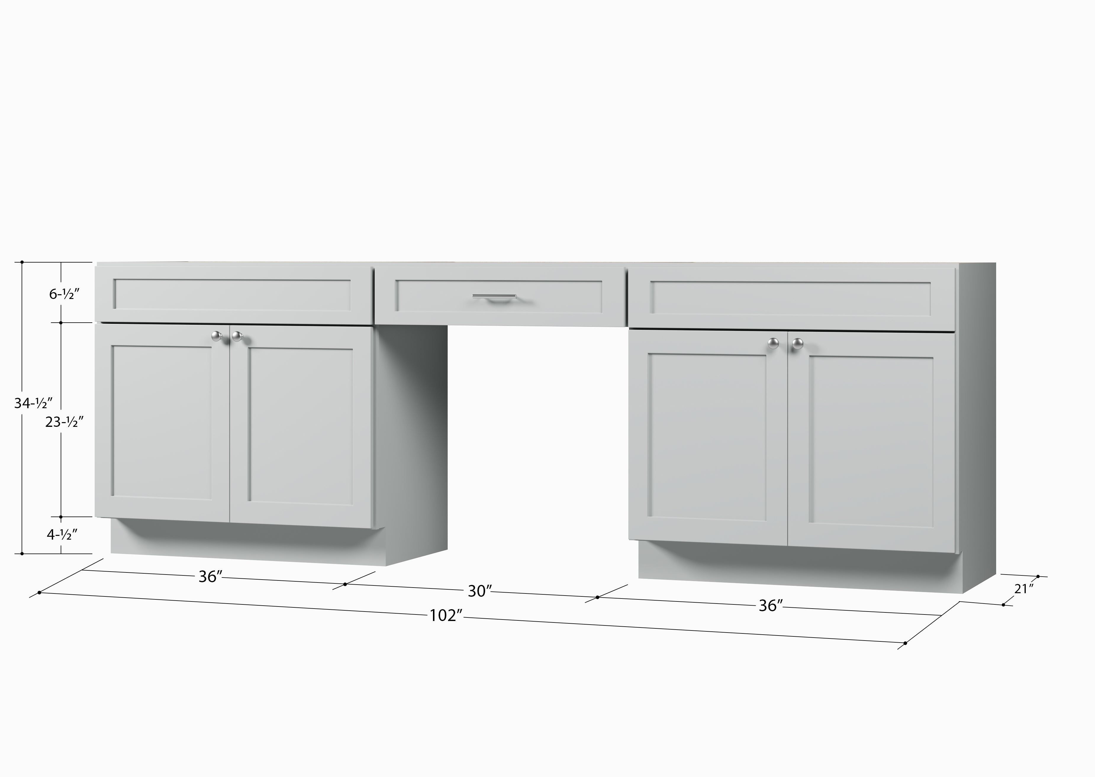102" Double Bathroom Vanity Base Only