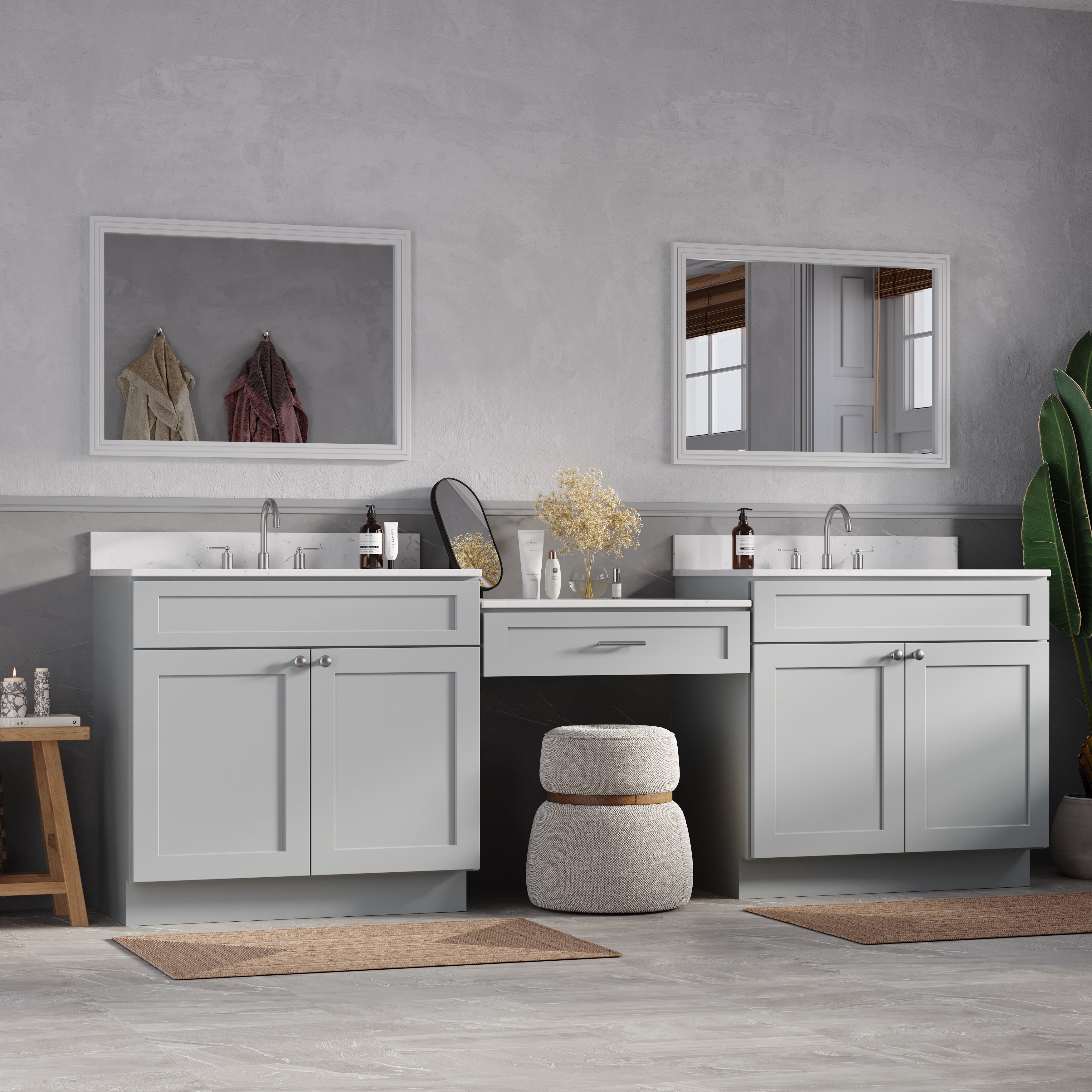 103'' Double Bathroom Vanity with Quartz Top