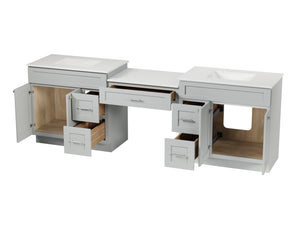 103'' Double Bathroom Vanity with Quartz Top, 5 Drawers