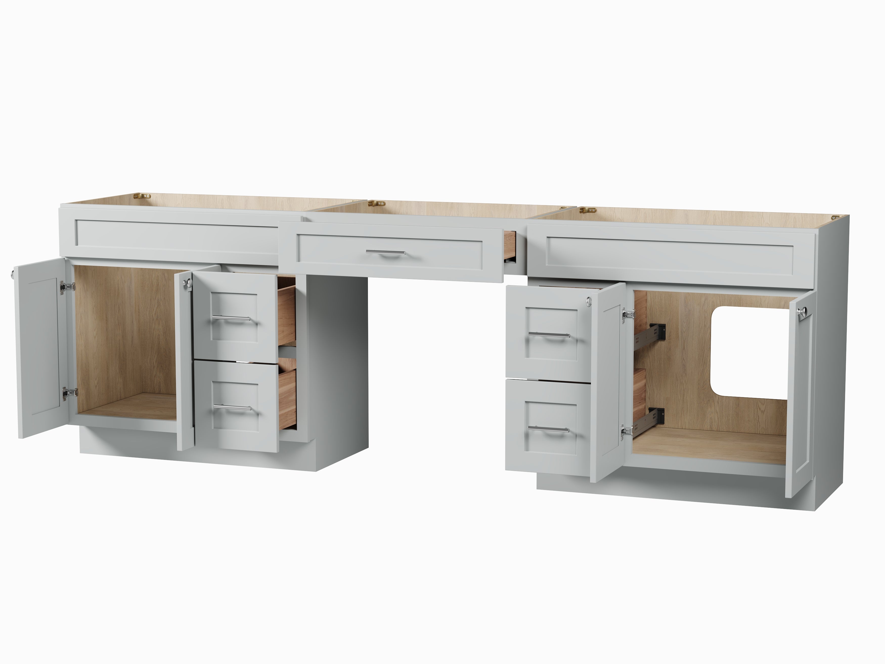 102 Double Bathroom Vanity Base Only With 5 Drawers