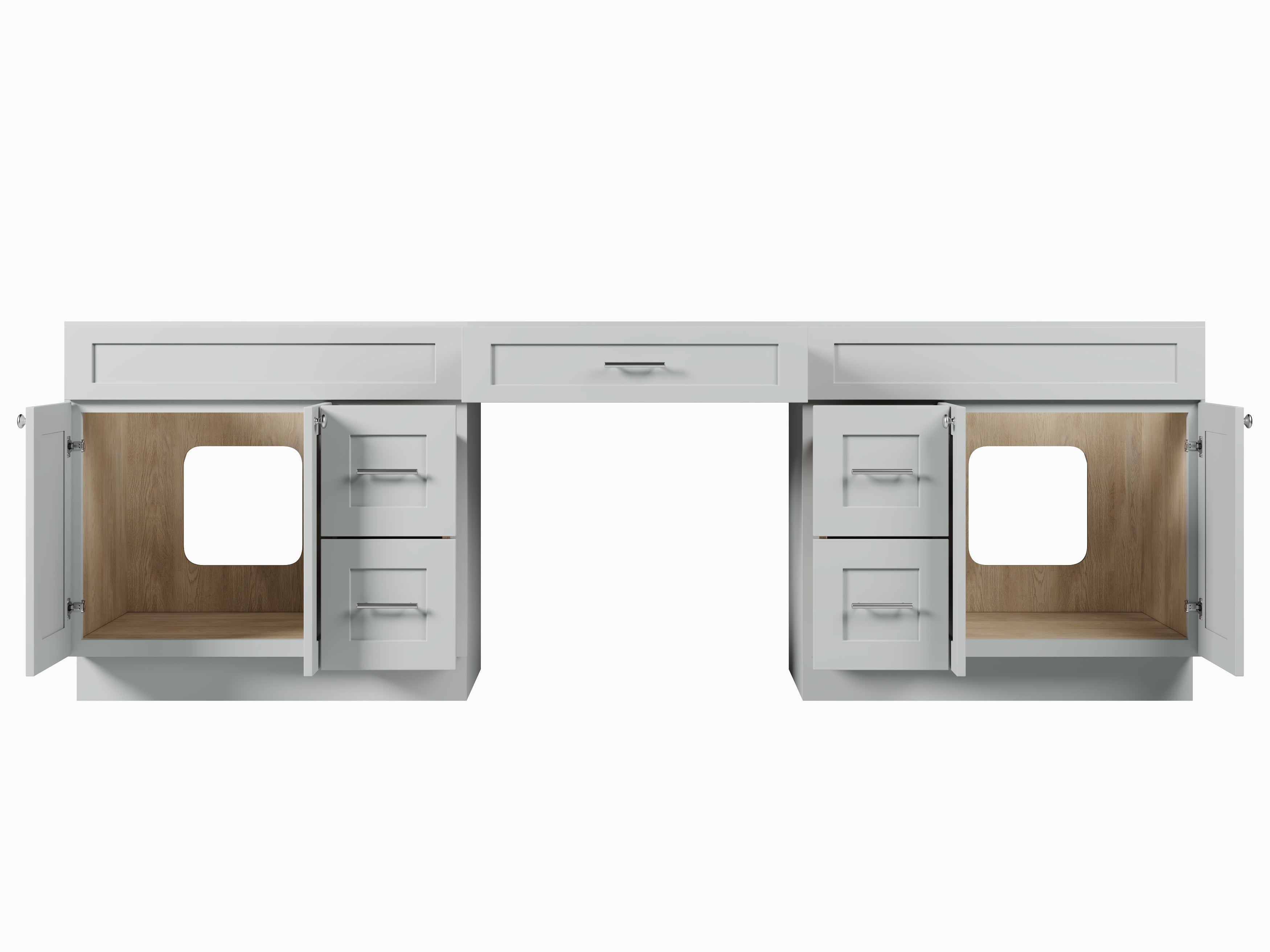 102 Double Bathroom Vanity Base Only With 5 Drawers