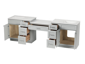 103'' Double Bathroom Vanity with Quartz Top, 7 Drawers