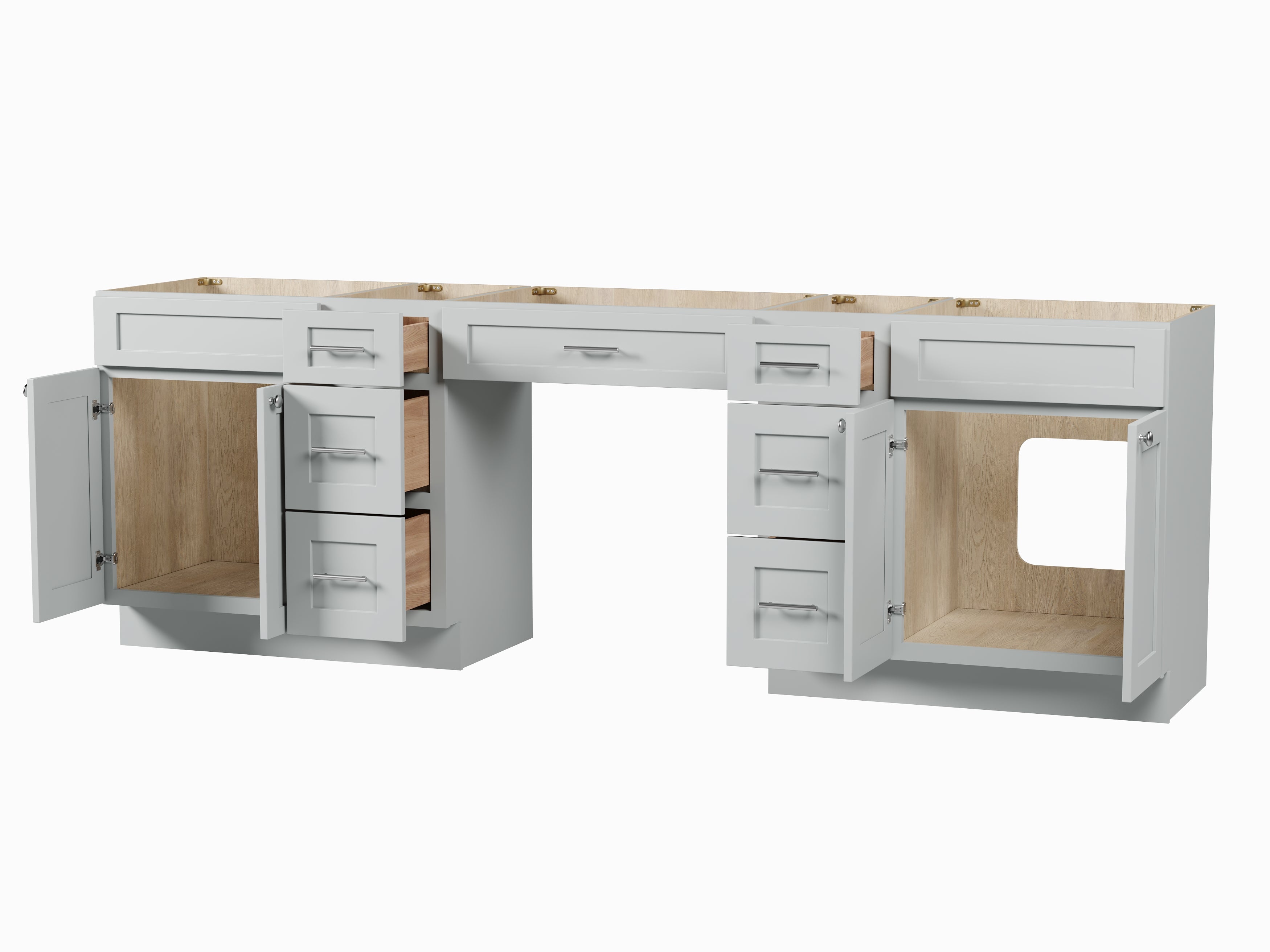 102 Double Bathroom Vanity Base Only With 7 Drawers