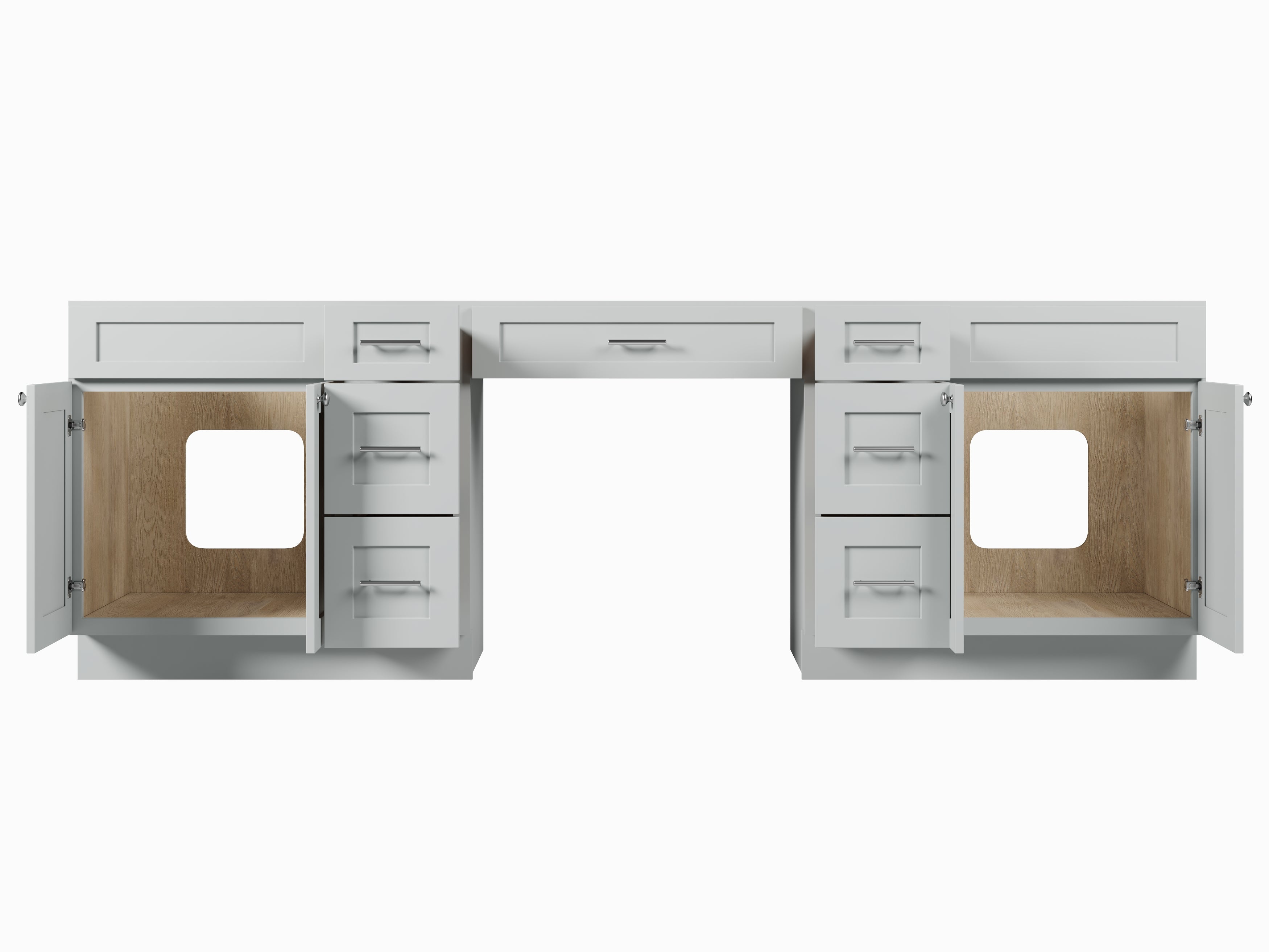 102 Double Bathroom Vanity Base Only With 7 Drawers