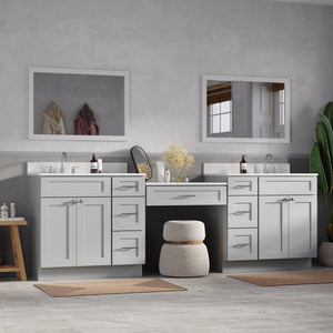 103'' Double Bathroom Vanity with Quartz Top, 7 Drawers