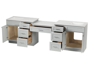 108'' Double Bathroom Vanity with Quartz Top, 7 Drawers