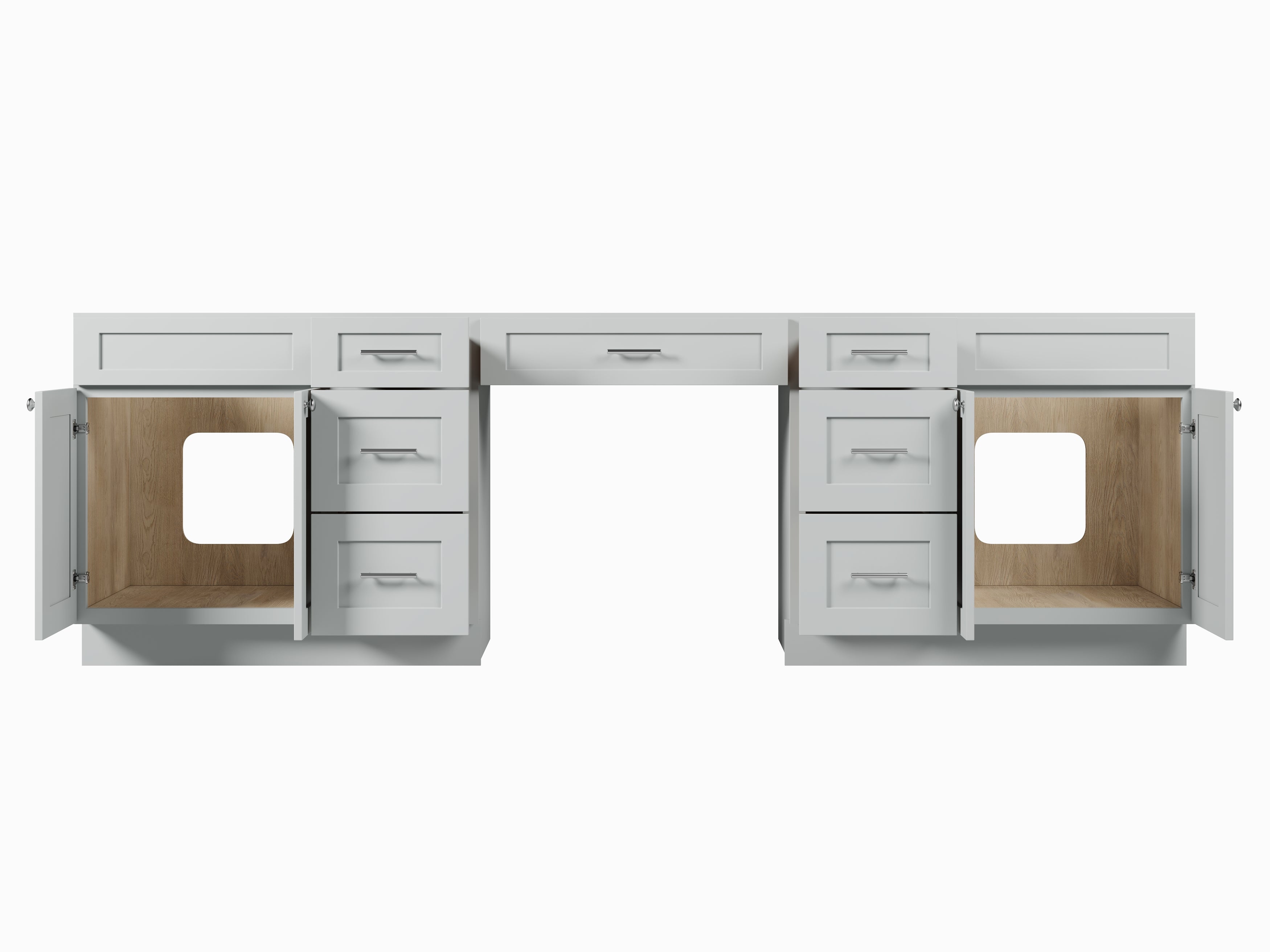 108 Double Bathroom Vanity Base Only With 7 Drawers