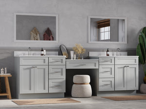 108'' Double Bathroom Vanity with Quartz Top, 7 Drawers