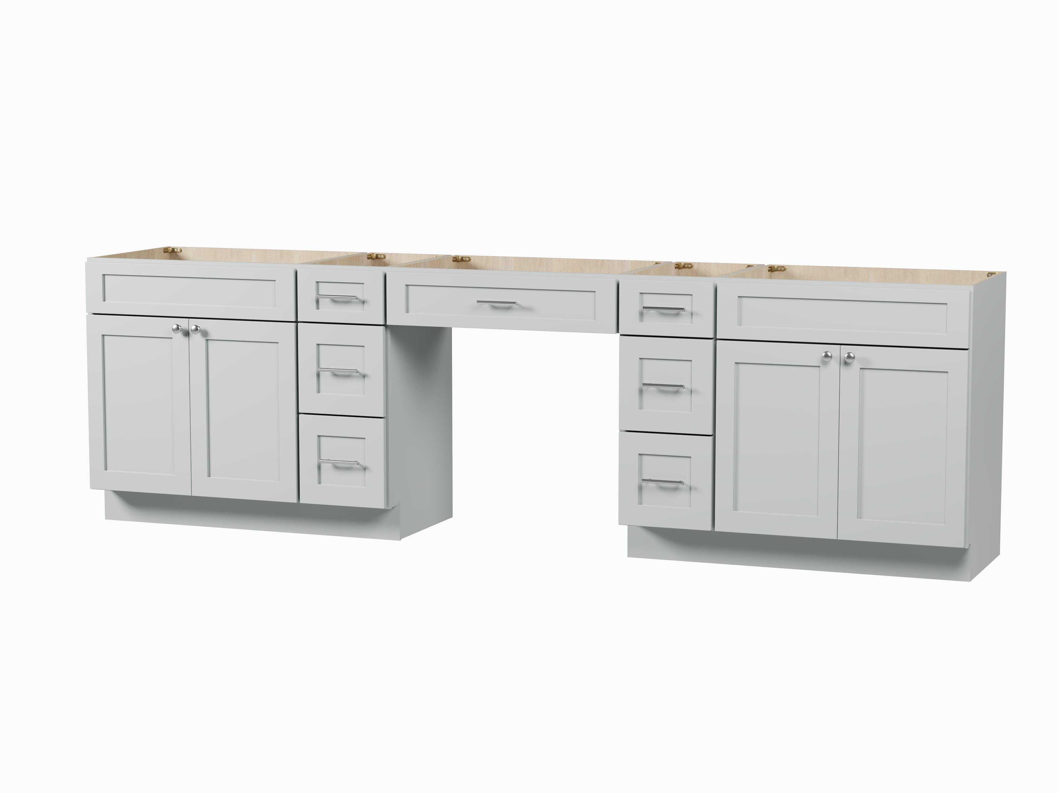 114 Double Bathroom Vanity Base Only With 7 Drawers