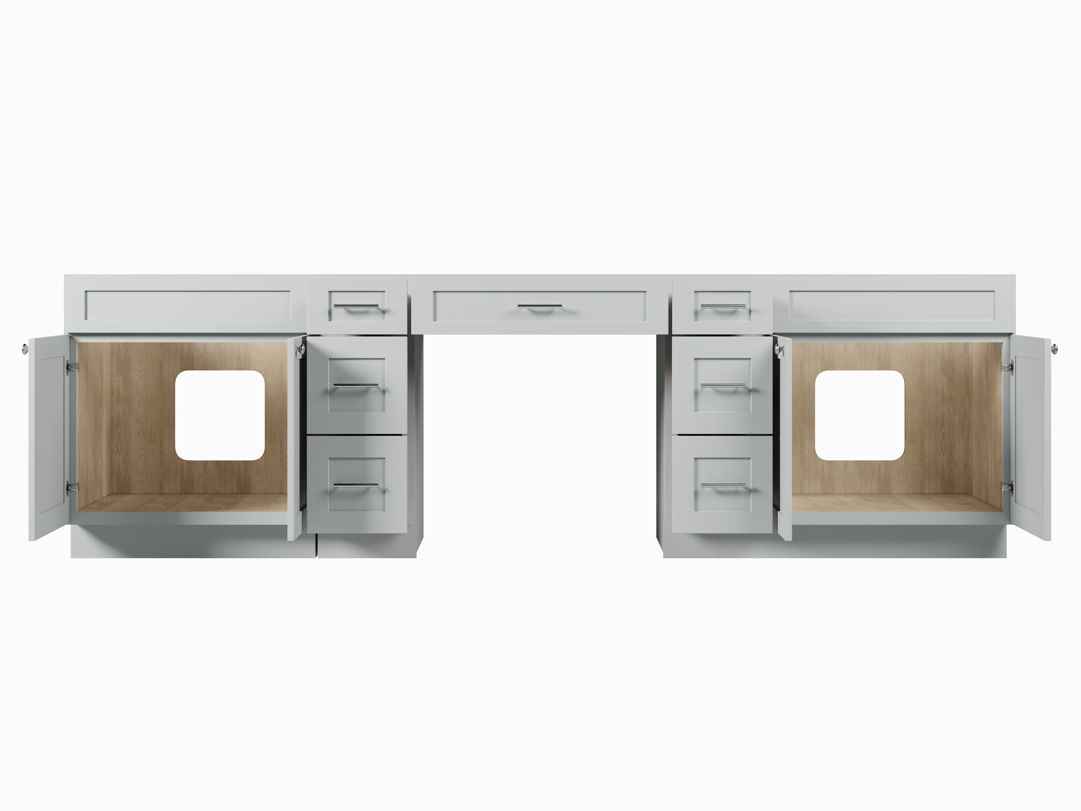 114 Double Bathroom Vanity Base Only With 7 Drawers